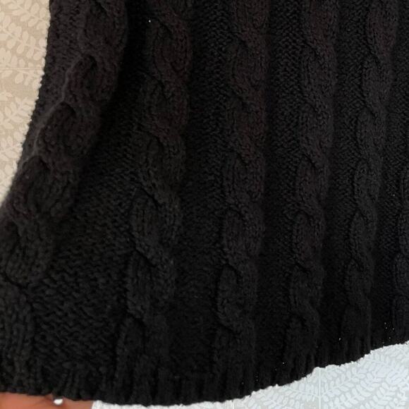 INC Intl Black Short Sleeve Chunky Cable Knit Turtleneck Sweater Dress Size SP - Picture 4 of 9